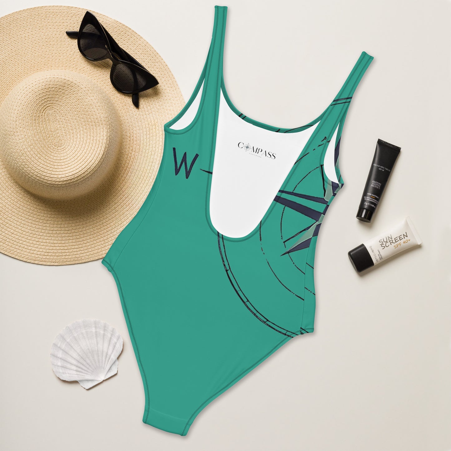 Compass - Turquoise One-Piece Swimsuit