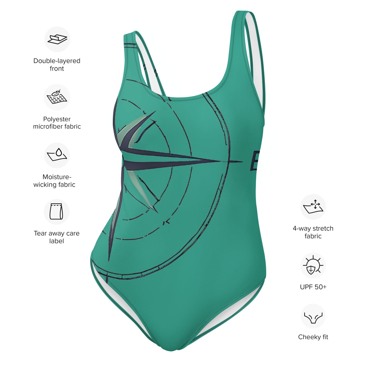 Compass - Turquoise One-Piece Swimsuit