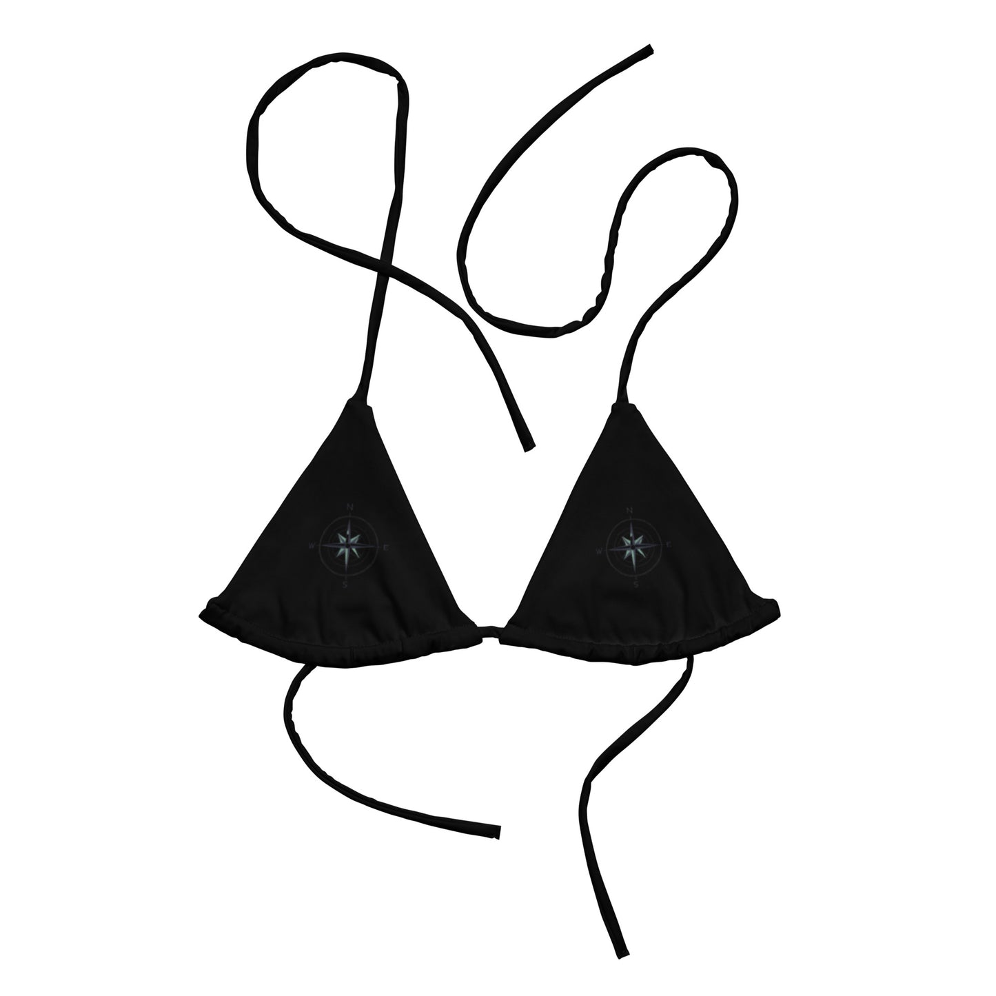 black small compass recycled string bikini top