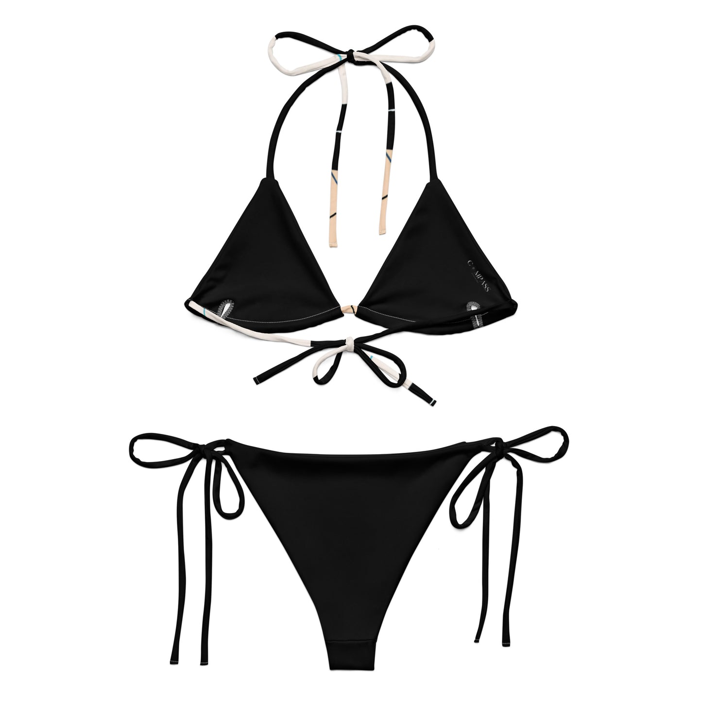 Black chart recycled string bikini