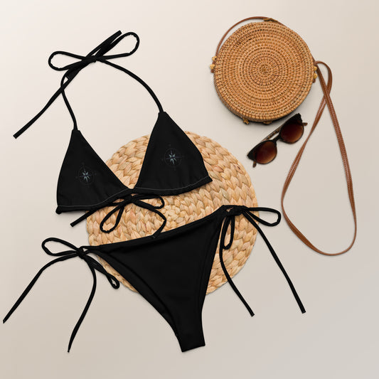 Black compass Recycled string bikini