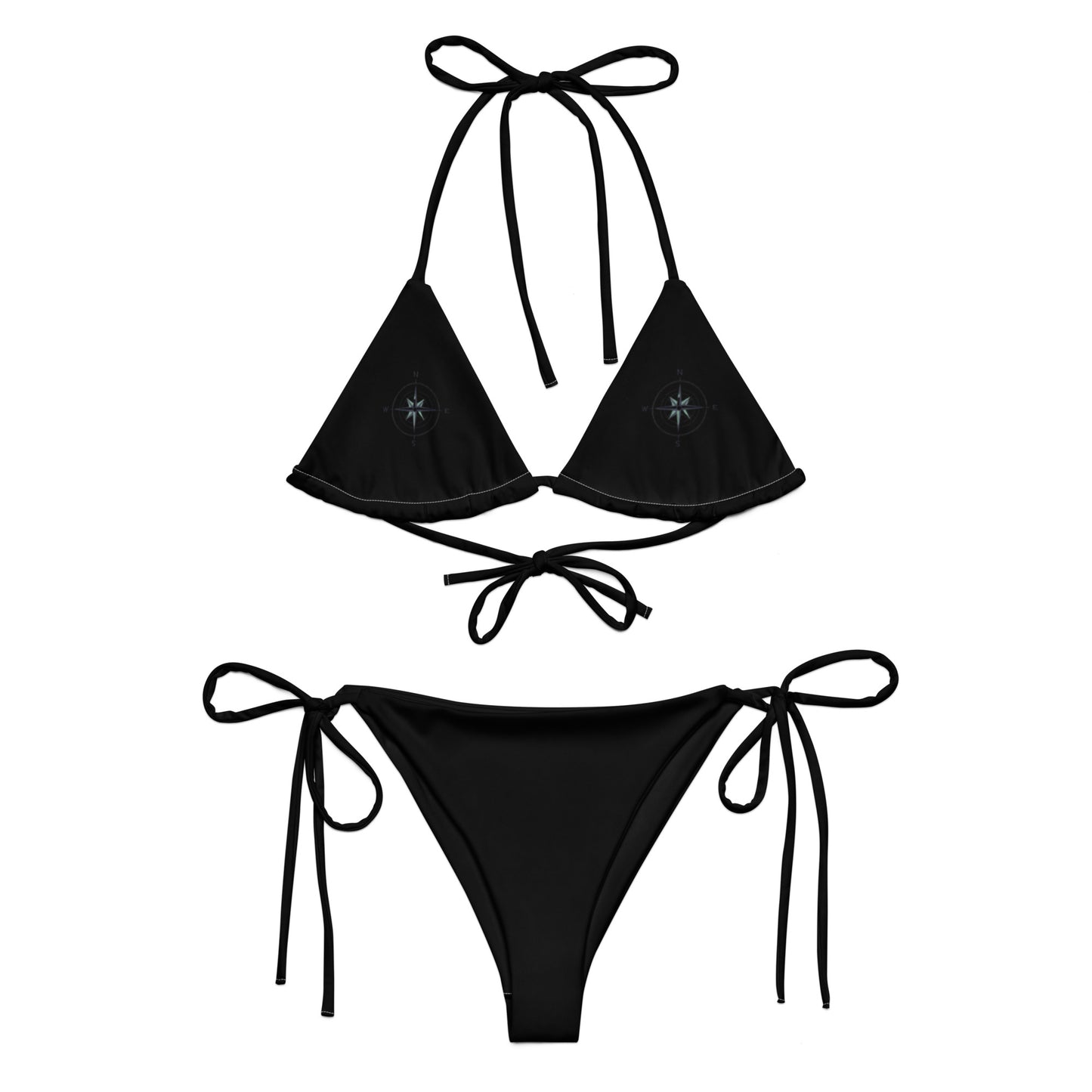 Black compass Recycled string bikini