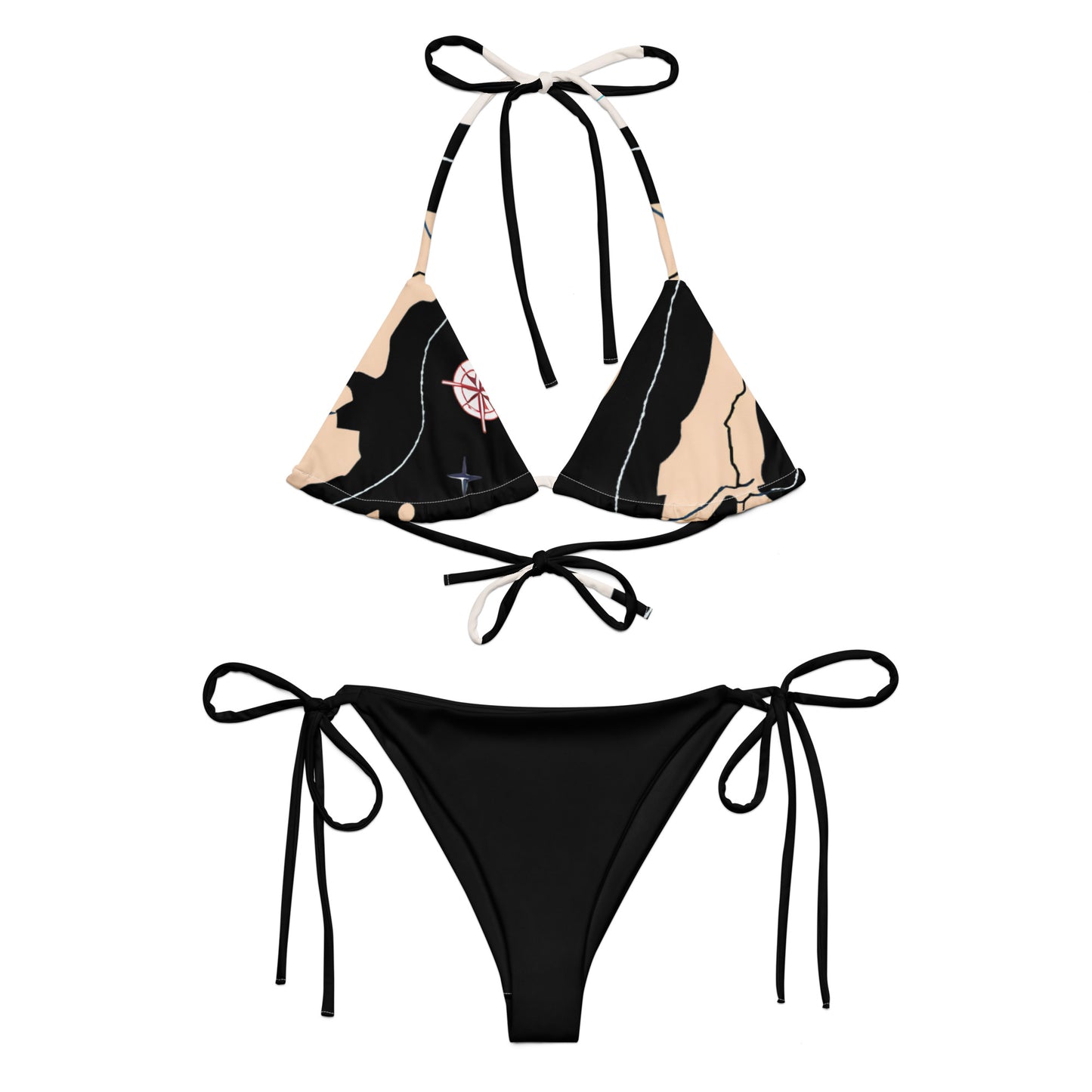 Black chart recycled string bikini